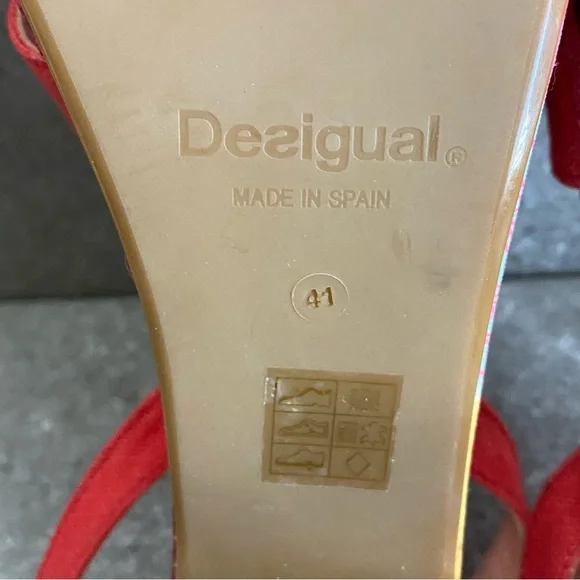 Desigual Red and Multicolor Platform Sandals - Picture 9 of 11